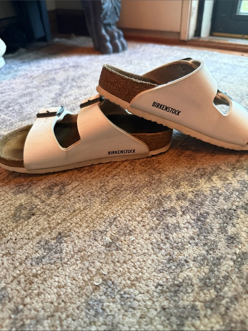 Birkenstock Kids Cream Double-Buckle Slide Sandals